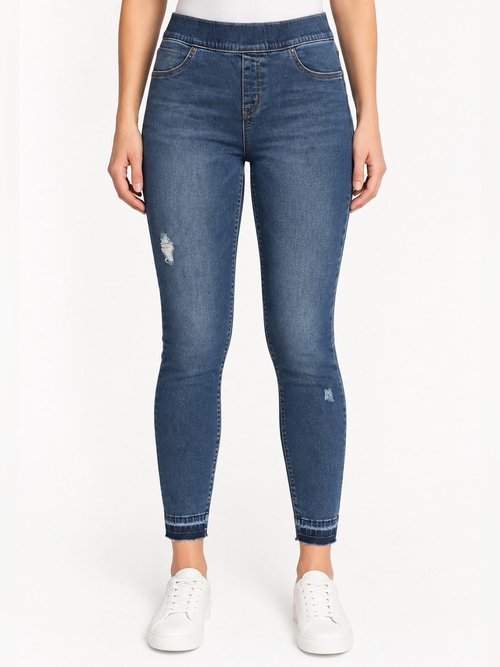SPANX Distressed Skinny Jeans XL Petite Medium Wash NWT